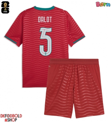 Portugal Diogo Dalot #5 Hjemmebanesæt Børn VM 2026 Kort ærmer (+ korte bukser)